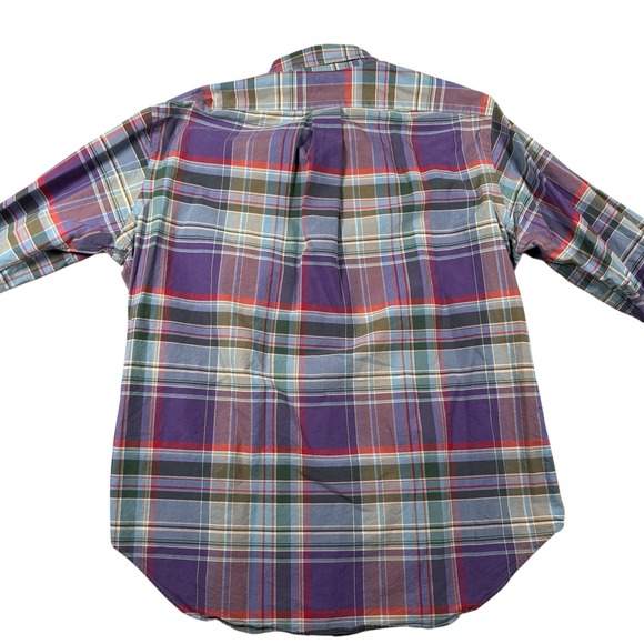 VTG Ralph Lauren Classic Fit Plaid Button Down Shirt Men's Sz Large green purple - Picture 3 of 8
